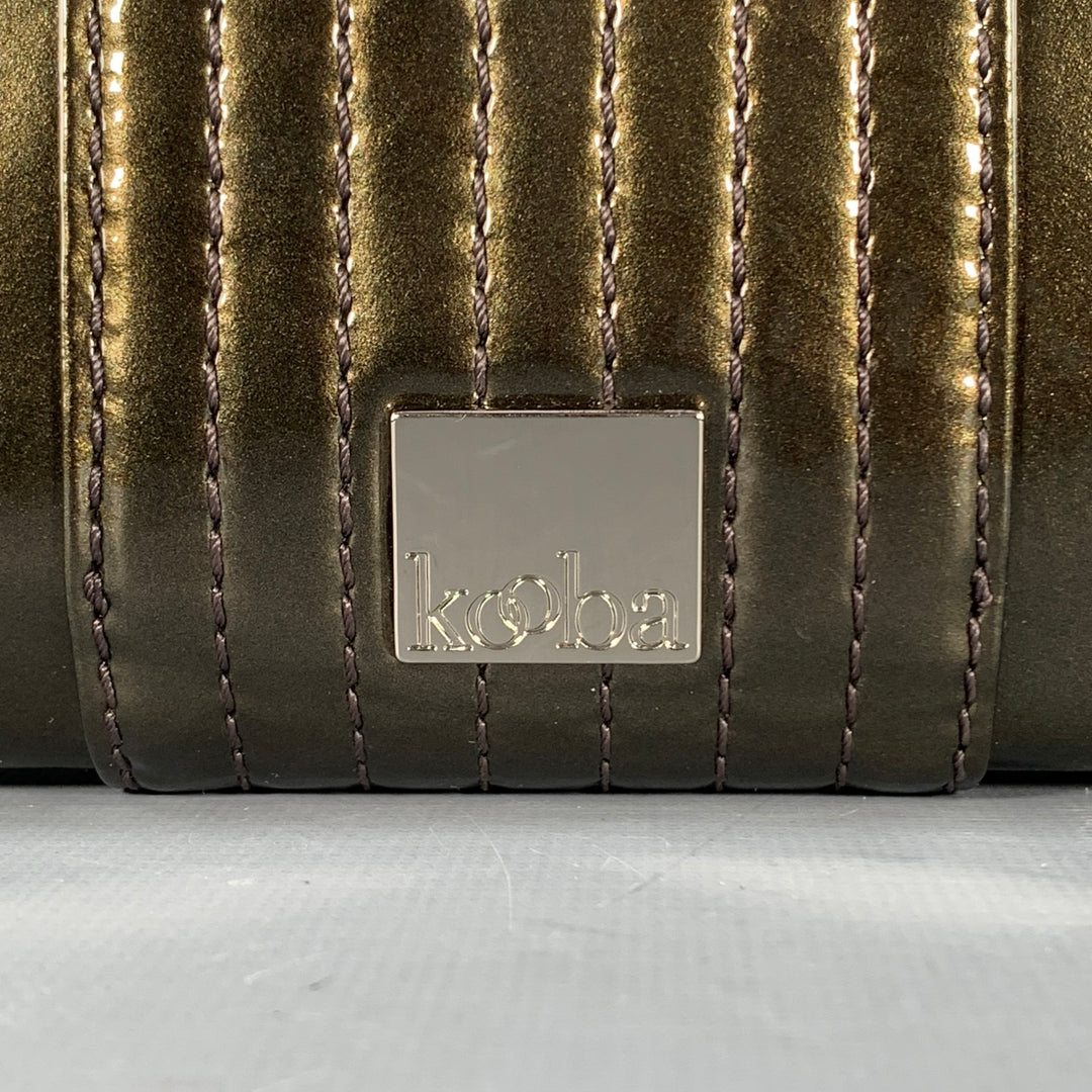 KOOBA Silver Olive Patent Leather Turnlock Clutch Handbag
