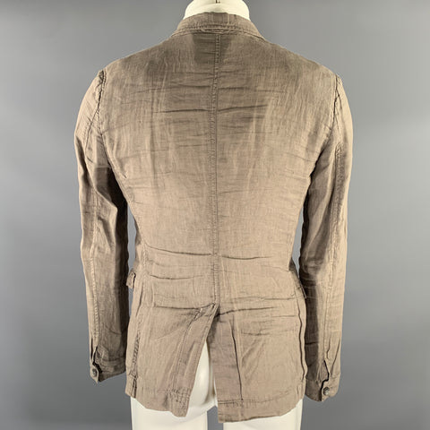 DOLCE & GABBANA Size 36 Grey Tan Linen Notch Lapel Jacket