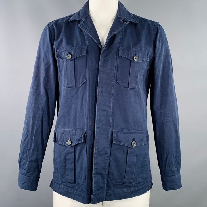 NO BRAND Size XL Navy Cotton Hidden Buttons Jacket