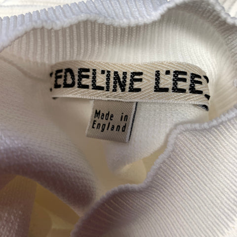 EDELINE LEE Size M White Viscose & Nylon Ribbed Tank Casual Top