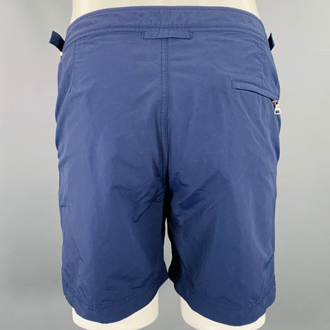ORLEBAR BROWN Size 33 Navy Silver Polyamide Side Tabs Swim Trunks