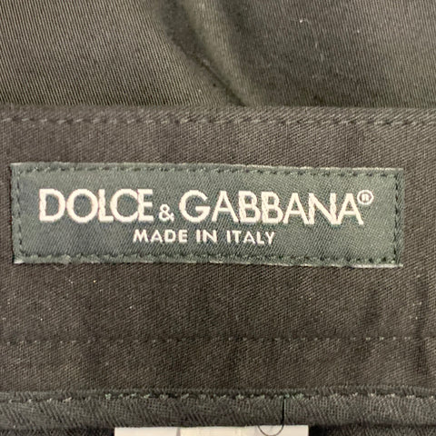 DOLCE & GABBANA Size 32 Black Cotton Blend Side Tabs Dress Pants