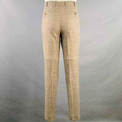 SUITSUPPLY Size 36 Brown Melange Wool Silk Linen Notch Lapel Suit