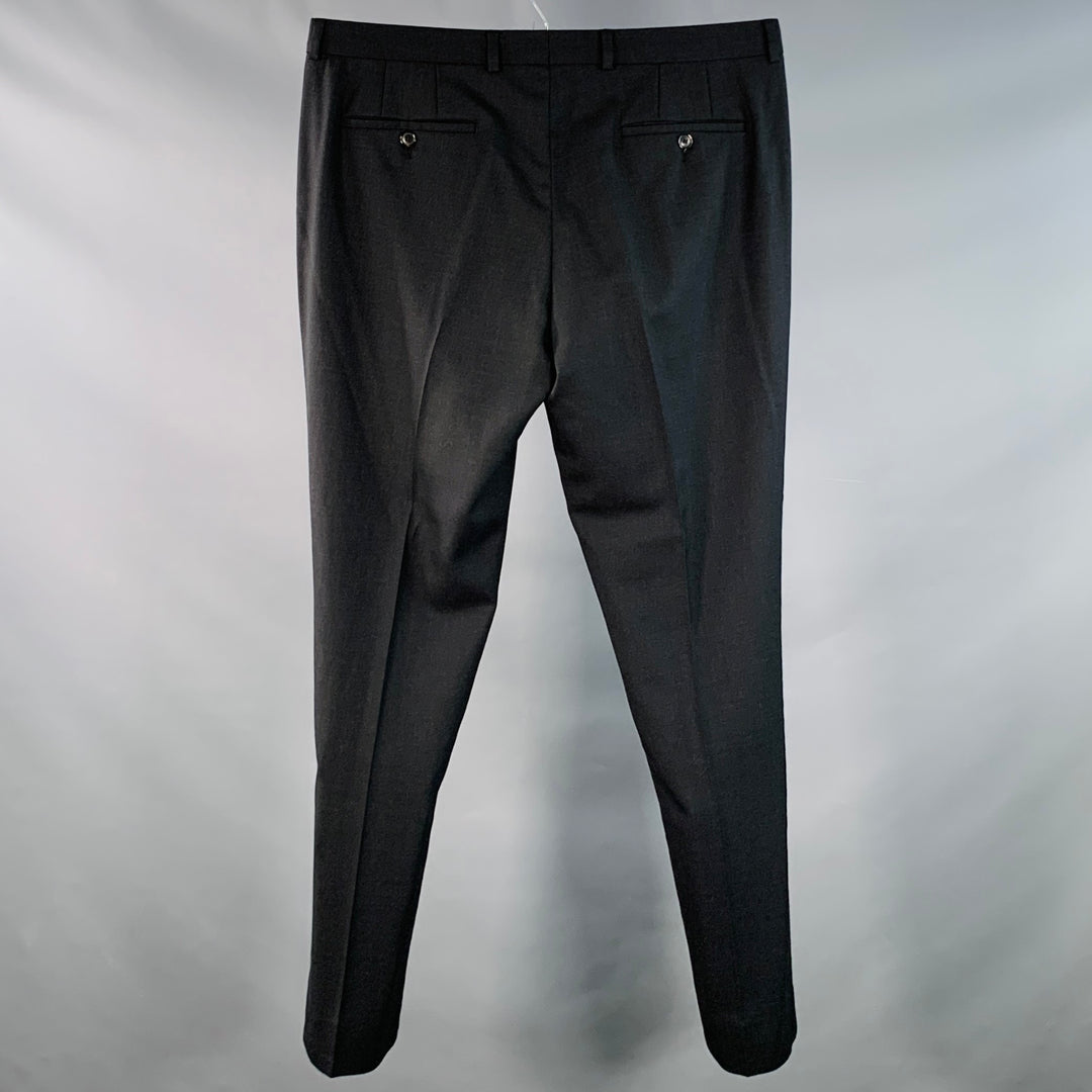PAUL SMITH Size 38 Black Twill Wool Flat Front Dress Pants