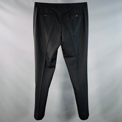 PAUL SMITH Size 38 Black Twill Wool Flat Front Dress Pants