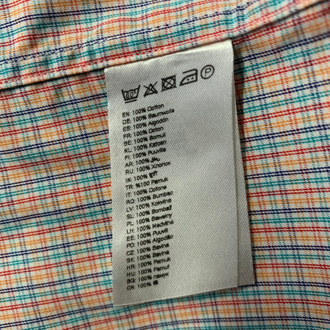 ETON Size 40 Orange Multi Color Plaid Cotton Button Up Long Sleeve Shirt