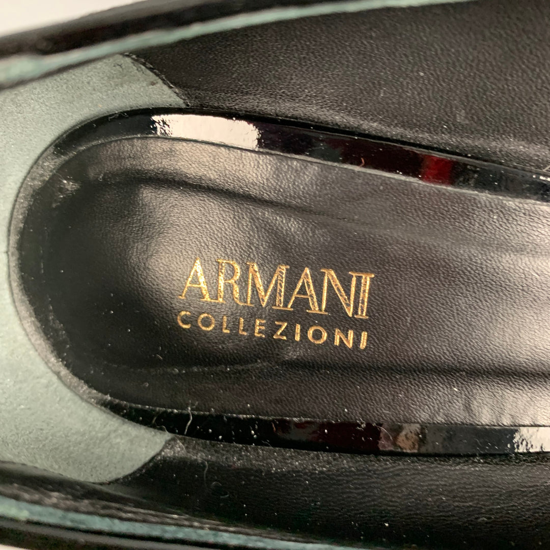 ARMANI COLLEZIONI Size 9.5 Black Suede Patent Leather Classic Pumps