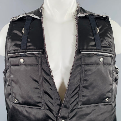 RICK OWENS FW21 Size 38 Gethsemane Black Cotton Oversized Raw Edge Vest