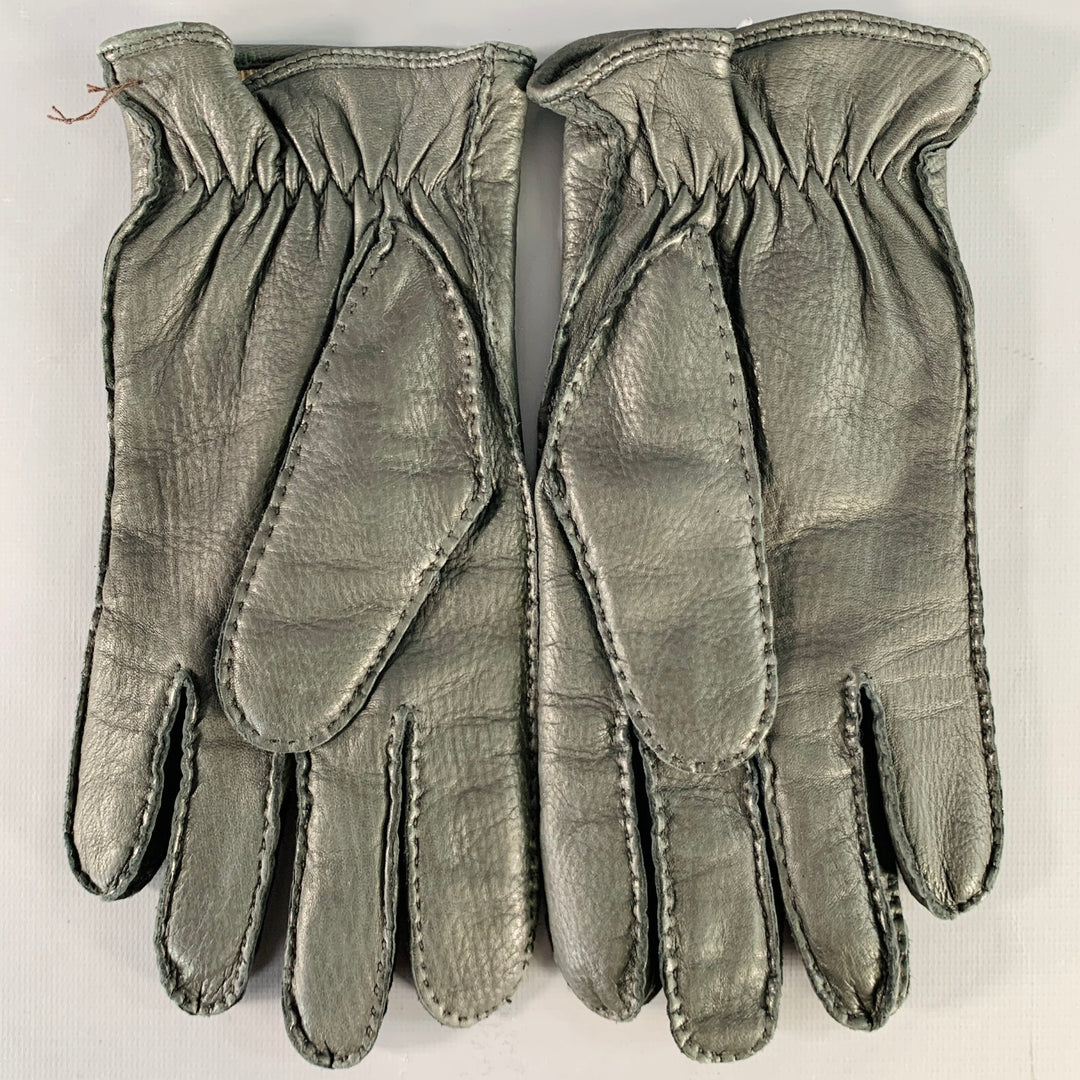 ERMENEGILDO ZEGNA Size M Black Leather Gloves