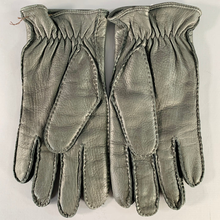 ERMENEGILDO ZEGNA Size M Black Leather Gloves