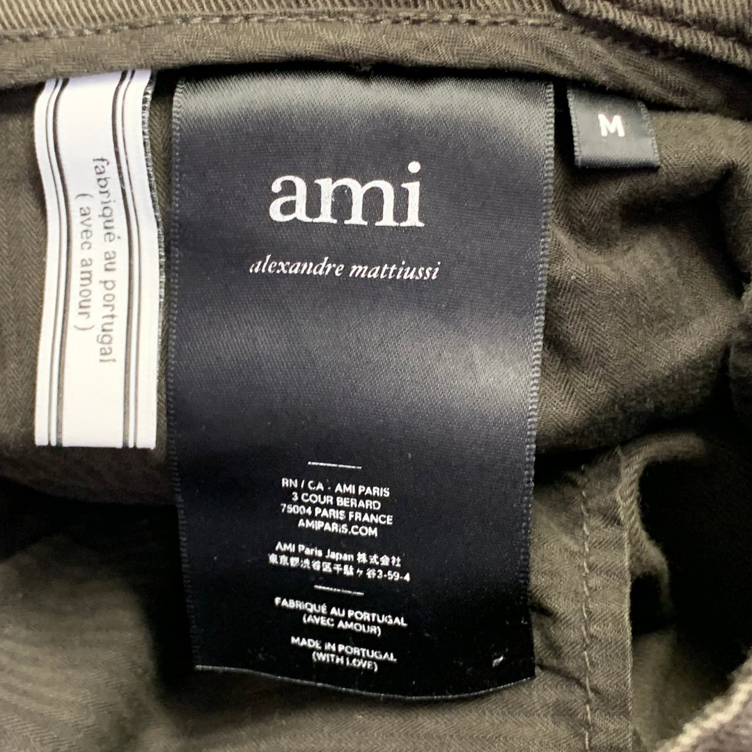 AMI by ALEXANDRE MATTIUSSI Size M Brown Cotton Twill Pleated Tapered Casual Pants