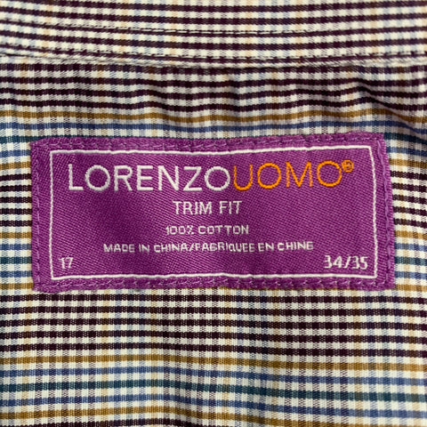 LORENZO UOMO Size XL Multi Color Checkered Cotton Long Sleeve Shirt