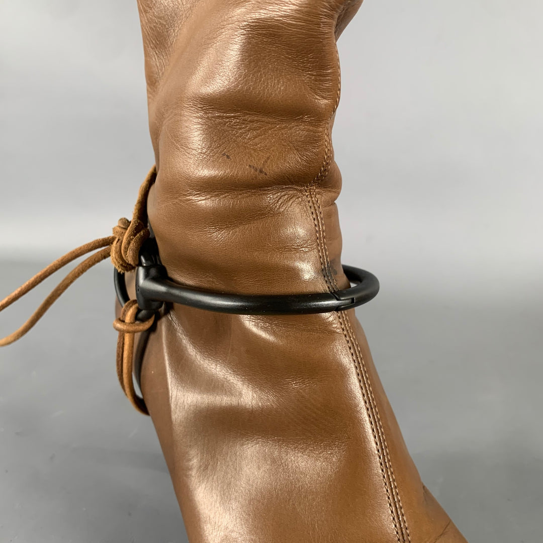 GUCCI Size 7.5 Brown Leather Pointed Toe Boots