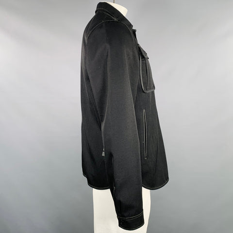 G-STAR Size L Black Twill Virgin Wool Polyester Trucker Jacket