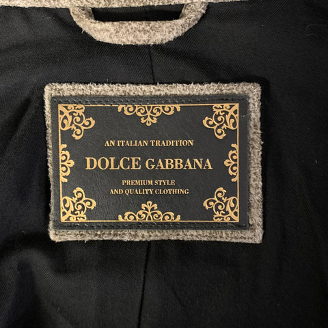 DOLCE & GABBANA Size M Grey Brown Suede Jacket