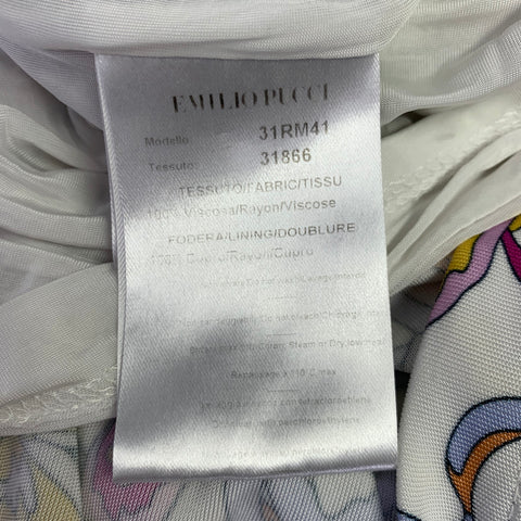 EMILIO PUCCI Size 12 White Pink Butterflies 3/4 Sleeves Casual Top