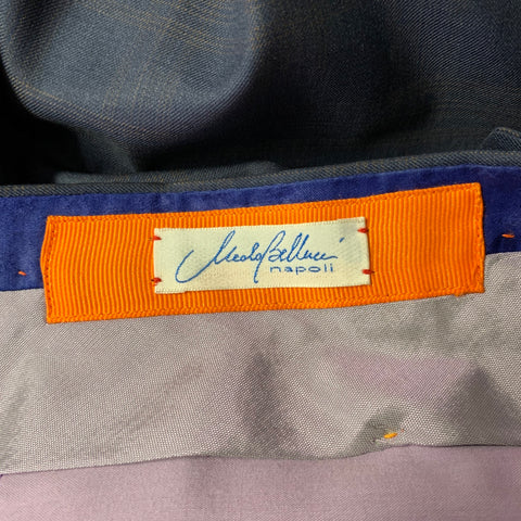 MEOLA BELLUCCI Napoli Size 36 Navy Plaid Wool Blend Flat Front Dress Pants