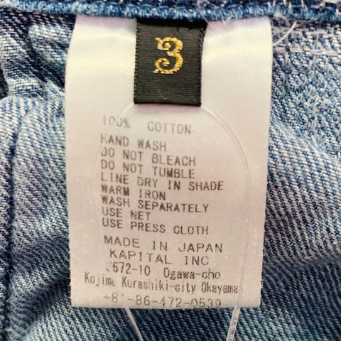 KAPITAL KOUNTRY Size L Crash Reissue Blue White Distressed Cotton Drop-Crotch Casual Pants