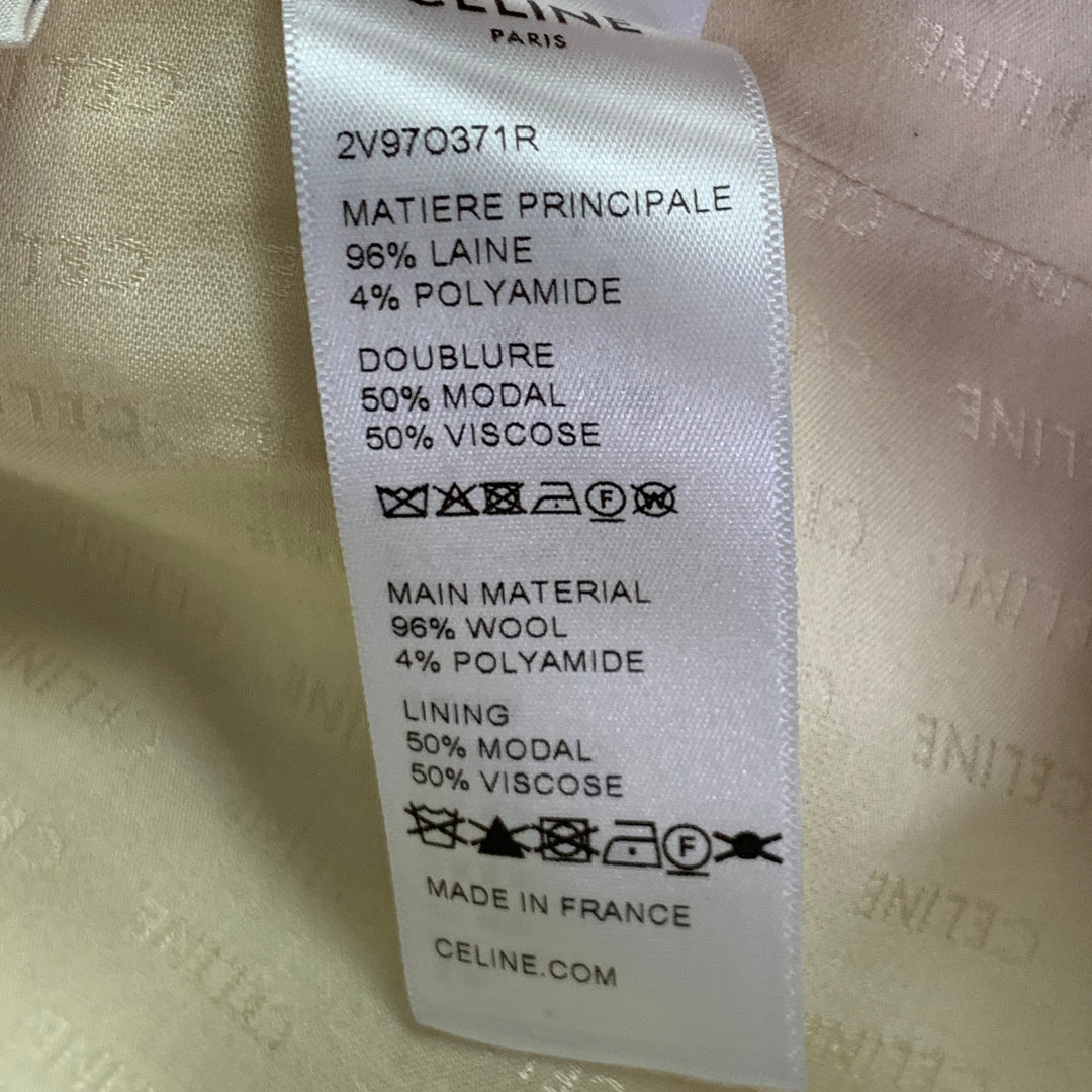 CELINE Size 8 Cream Gold Wool Blend Short Sleeve Jacket Blazer