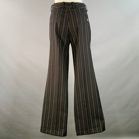GUCCI Size 8 Black Grey Wool Cotton Dots Wide Leg Dress Pants