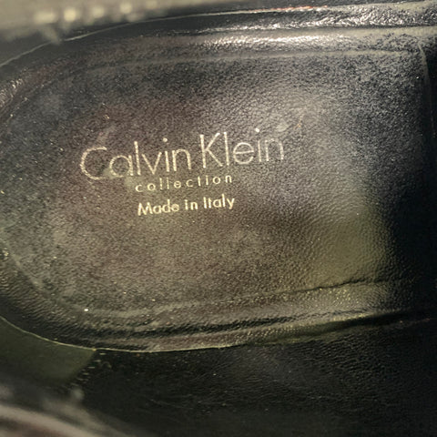 CALVIN KLEIN COLLECTION Size 10 5 Black Satin Lace Lace Up Shoes