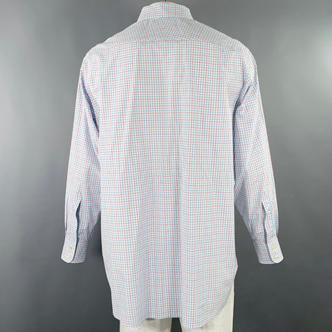 CHARLES TYRWHITT Size XL White Red Blue Checkered Cotton Long Sleeve Shirt