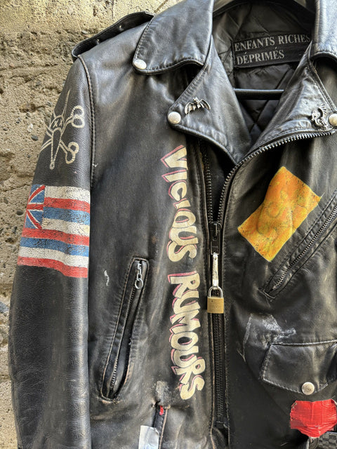 ENFANTS RICHES DEPRIMES ERD Size M Black Studded Leather Punk Biker Jacket