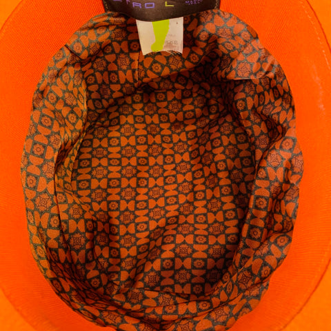 ETRO Size L Orange Applique Feather Felt Top Hat