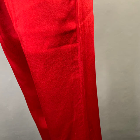 HAIDER ACKERMANN Taille S Pantalon décontracté droit en acétate de soie satiné rouge à braguette zippée