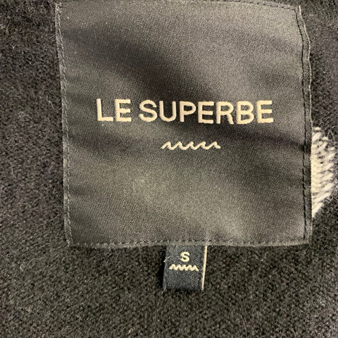 Gilet cachemire et laine LE SUPERBE col V à pois noir et blanc taille S