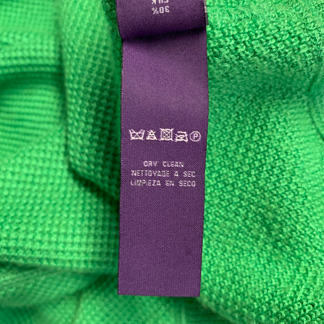 RALPH LAUREN Size M Green Waffle Knit Cashmere Silk Hoodie Sweater