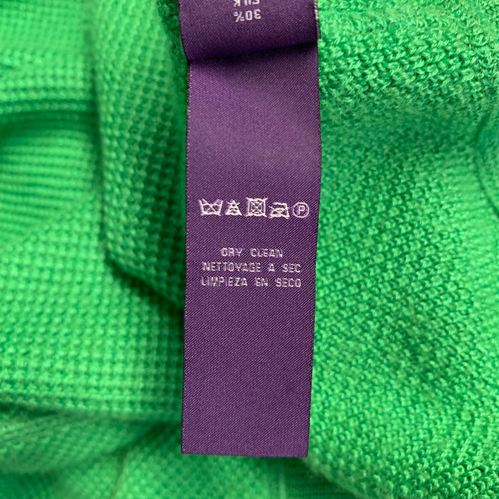 RALPH LAUREN Size M Green Waffle Knit Cashmere Silk Hoodie Sweater