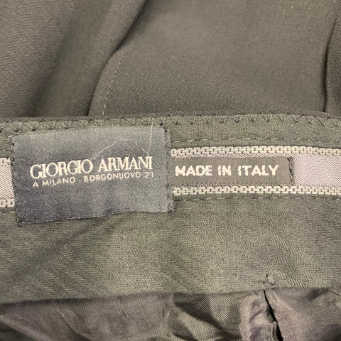 GIORGIO ARMANI Size 34 Black Wool Pleated Cuffed Tapered Dress Pants