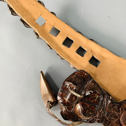 VINTAGE Brown Crocodile Leather Belt