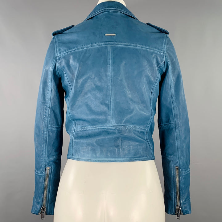 DEADWOOD Size XS Joan Blue Leather Biker Jacket