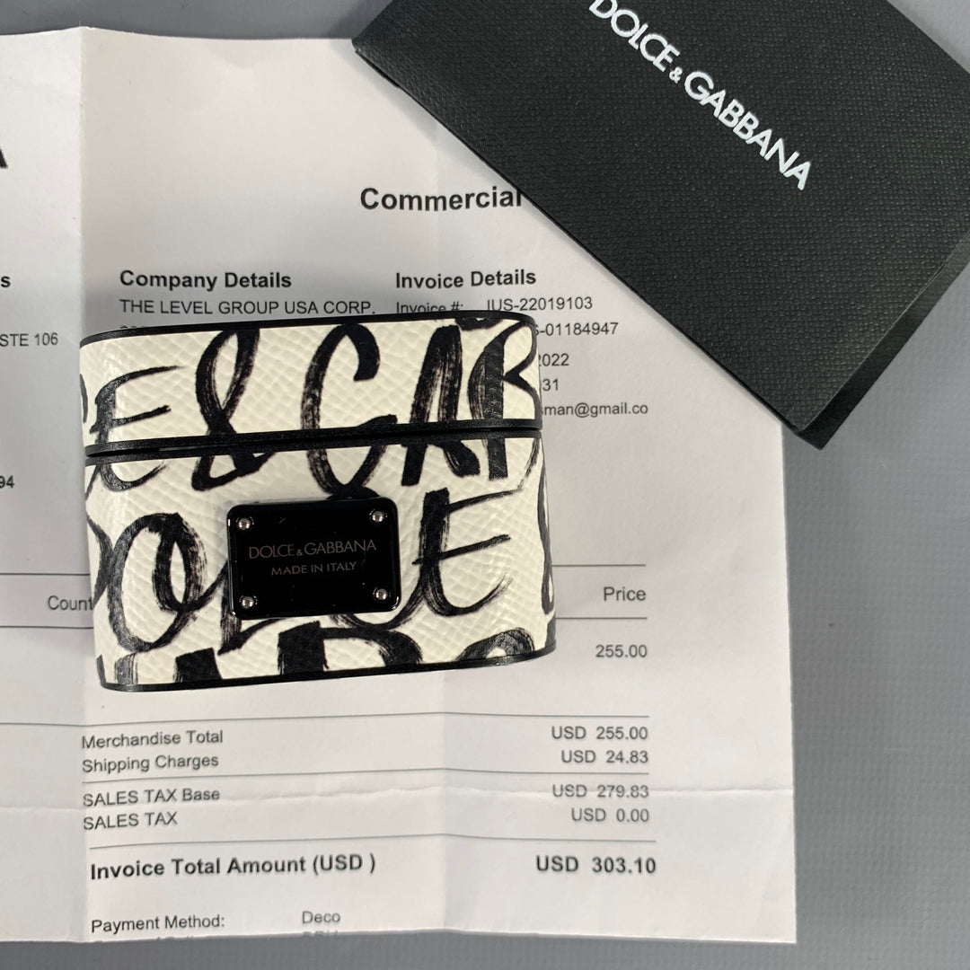 DOLCE & GABBANA White Black Leather AirPod Case