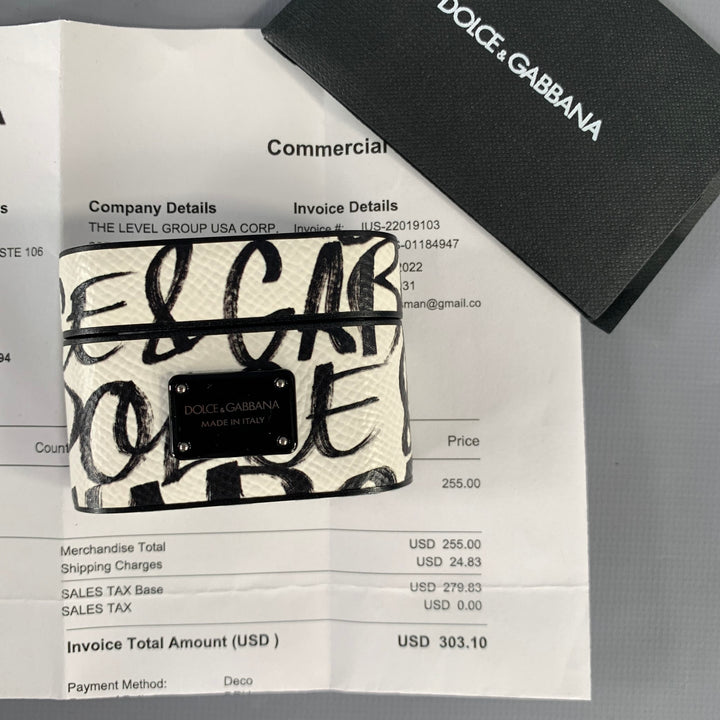 DOLCE & GABBANA White Black Leather AirPod Case