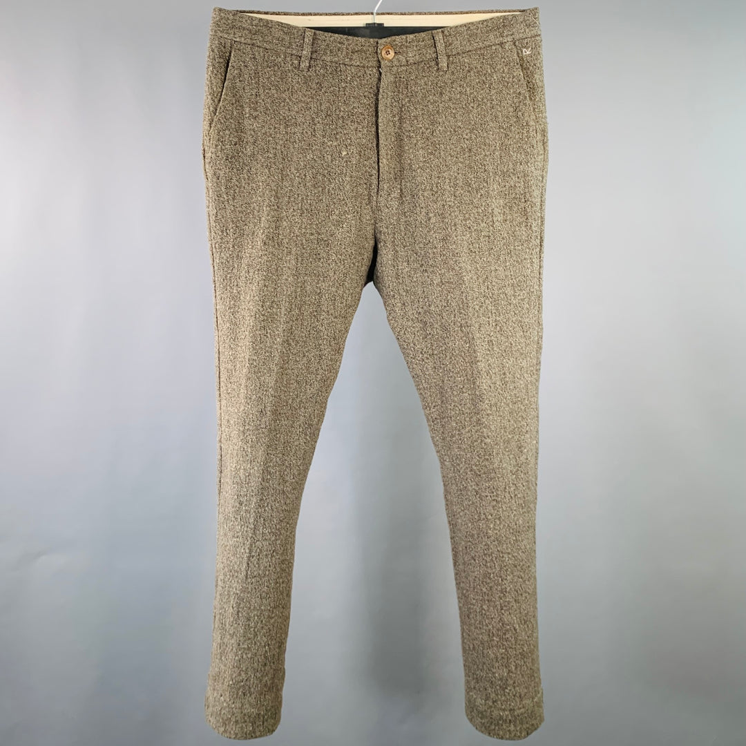 45rpm Size 34 Grey Melange Cotton Blend Straight Casual Pants