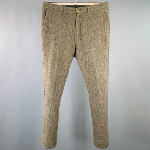 45rpm Size 34 Grey Melange Cotton Blend Straight Casual Pants
