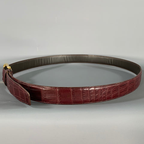 NO BRAND Burgundy Alligator Embossed Leather Belt