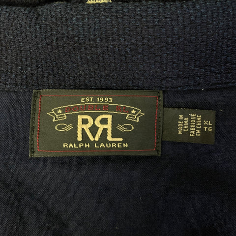 RRL by RALPH LAUREN Size XL Navy Cream Animal Print Cotton Short Sleeve Shirt