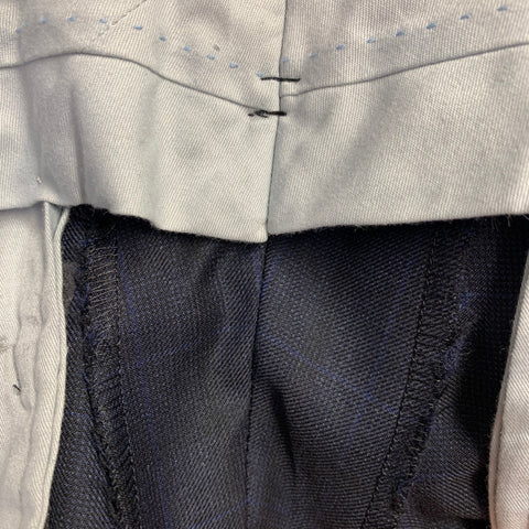 PETER MILLAR Size 44 Regular Navy Blue Window Pane Wool Notch Lapel Suit