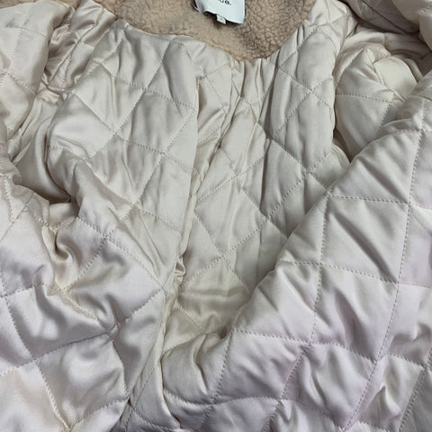 VINCE Size S Cream Faux Shearling Hidden Buttons Jacket