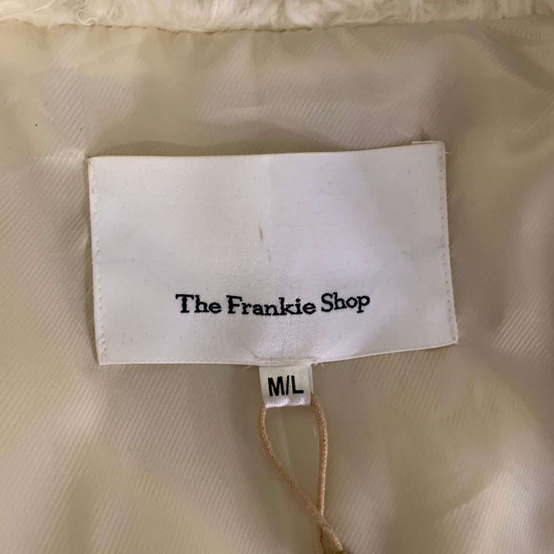 THE FRANKIE SHOP Size M/L Off White Modacrylic Blend Faux Fur Notch Lapel Coat