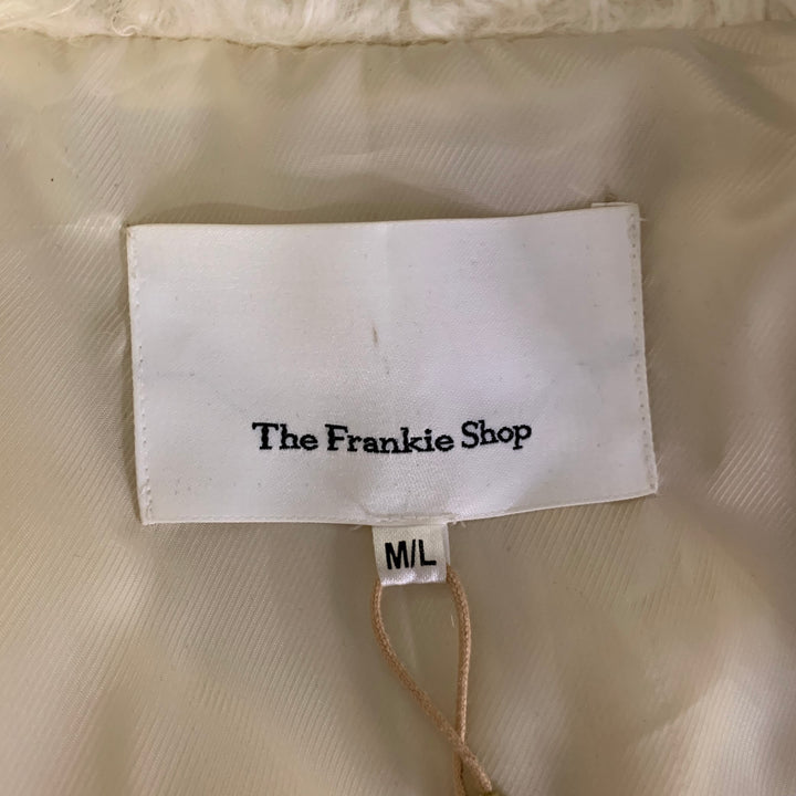 THE FRANKIE SHOP Size M/L Off White Modacrylic Blend Faux Fur Notch Lapel Coat