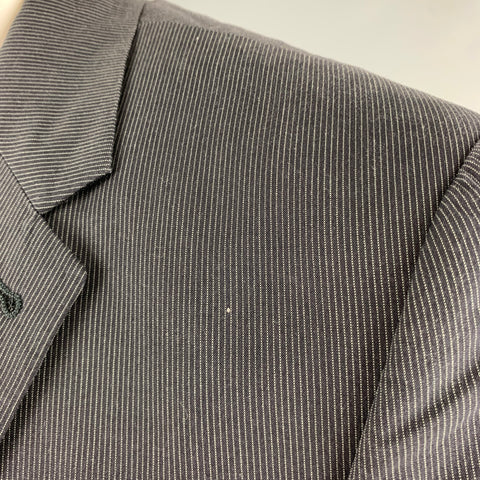 DRIES VAN NOTEN Size 40 Black Grey Stripe Cotton Sport Coat