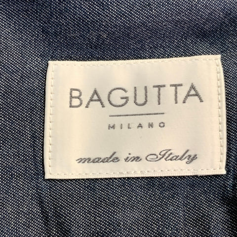 BAGUTTA Size S Grey Cotton Spread Collar Slim Fit Long Sleeve Shirt