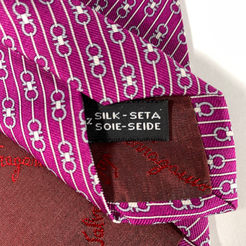 SALVATORE FERRAGAMO Purple Silver Horsebit Silk Tie