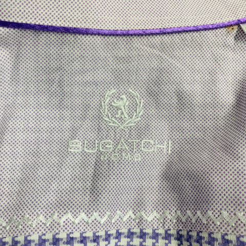 BUGATCHI UOMO Taille L Chemise à manches longues en coton pied-de-poule violet blanc