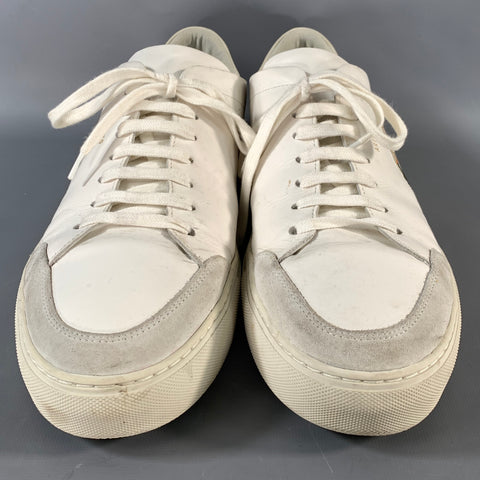 AXEL ARIGATO Size 14 White Embroidery Leather Lace Up Sneakers